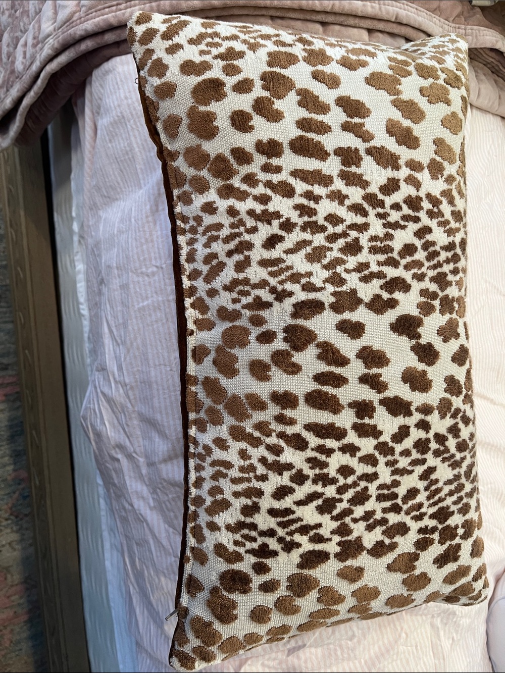 Leopard-Print Accent Pillow in Brown and Cream - Ballard Designs